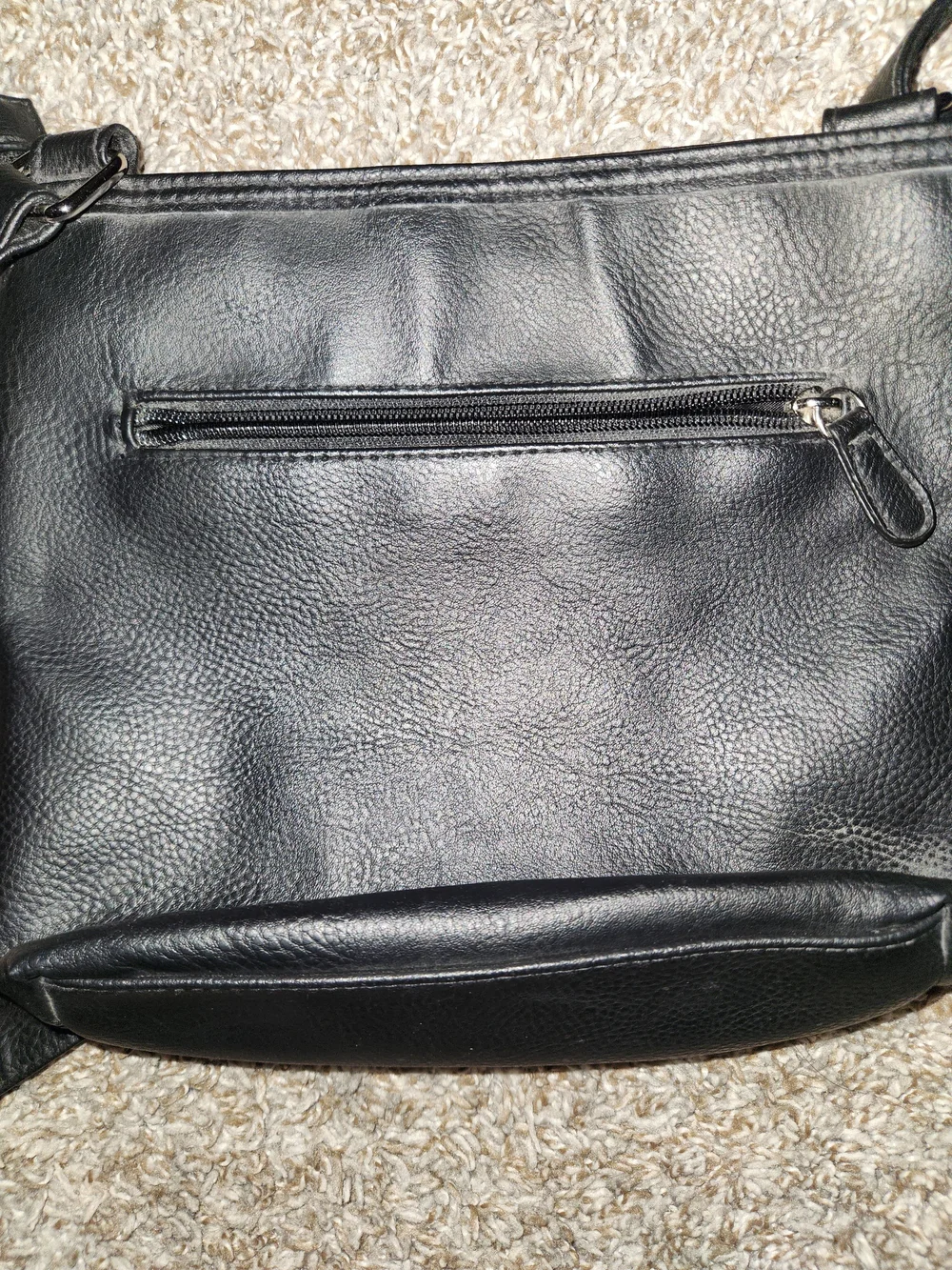 Black Crossbody Shoulder Bag with Front Zip Pocket - Picture 2 of 4